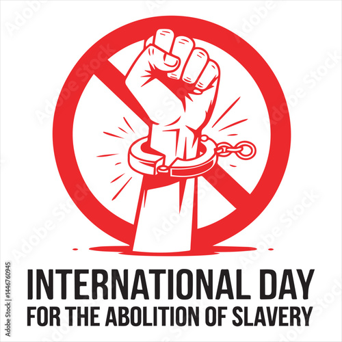 Freedom Fist Breaking Chains Illustration.Stop Slavery Awareness Poster Design.Broken Handcuffs with Raised Fist Graphic.Anti Slavery Day Concept Art.Human Rights Day Freedom Illustration

