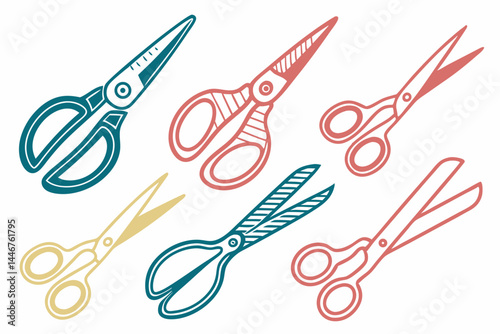 set of Scissors silhouette vector illustration