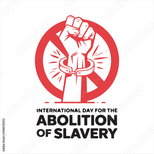 Freedom Fist Breaking Chains Illustration.Stop Slavery Awareness Poster Design.Broken Handcuffs with Raised Fist Graphic.Anti Slavery Day Concept Art.Human Rights Day Freedom Illustration
