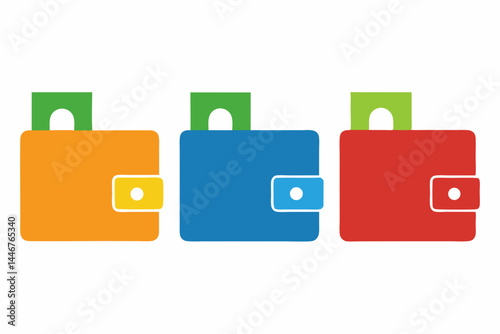 set of Money Wallet silhouette vector illustration
