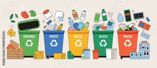 Waste Recycling Bins with Different Materials