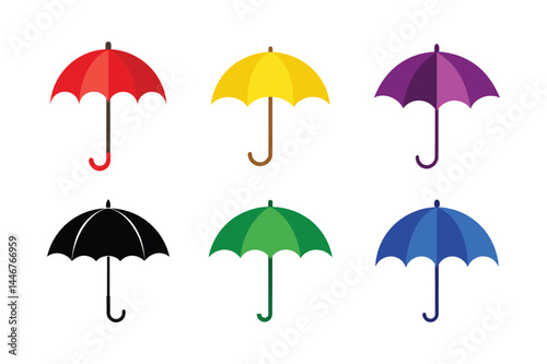 A set of colorful umbrella vector art illustration photo