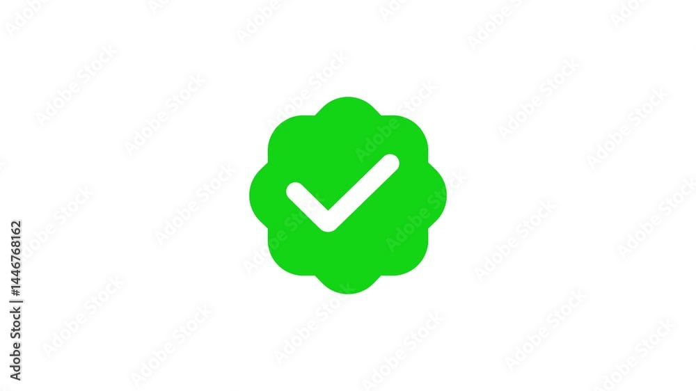 Green Verified Badge Checkmark Animation On White Background Symbol Of Authentication And Trust Green Verified Badge Checkmark Animation On White Background Symbol Of Authentication And Trust