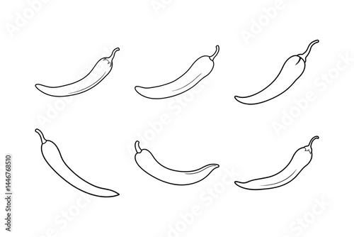 set of hot chili peppers vector, serrano vegetable 