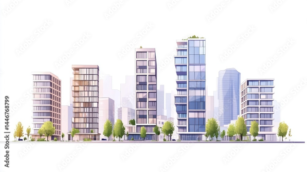Fototapeta premium Modern city skyline with high-rise buildings