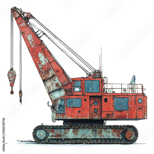 watercolor of Shipbuilding Crane In Action, vector, isolated on a white background.