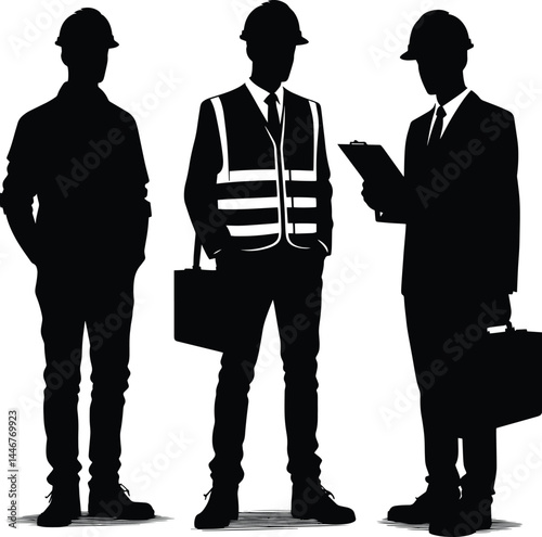 Construction worker inspector silhouette Vector Illustration isolated on a white background