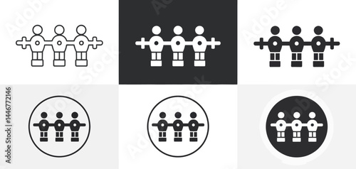 Foosball Players Icon Set in Various Styles