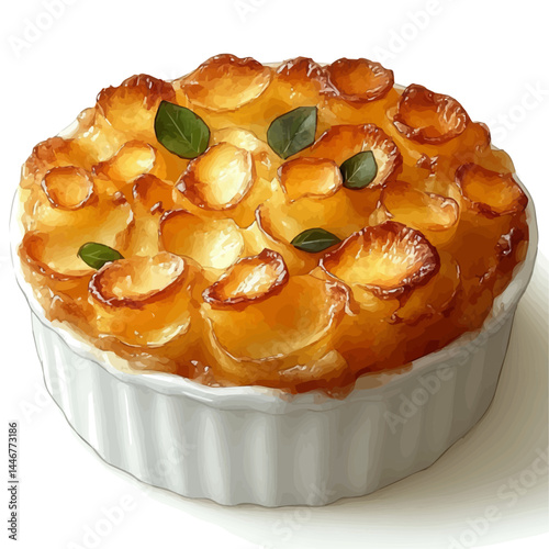 Shepherds Pie With Golden Crust, watercolor vector, isolated on a white background.