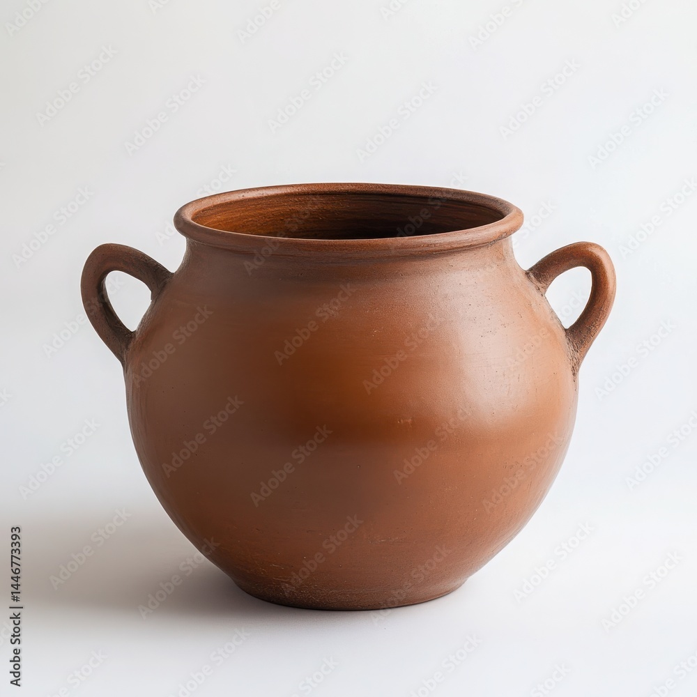 Earthenware pot with handles isolated on a white background Earthenware pot with handles isolated on a white background