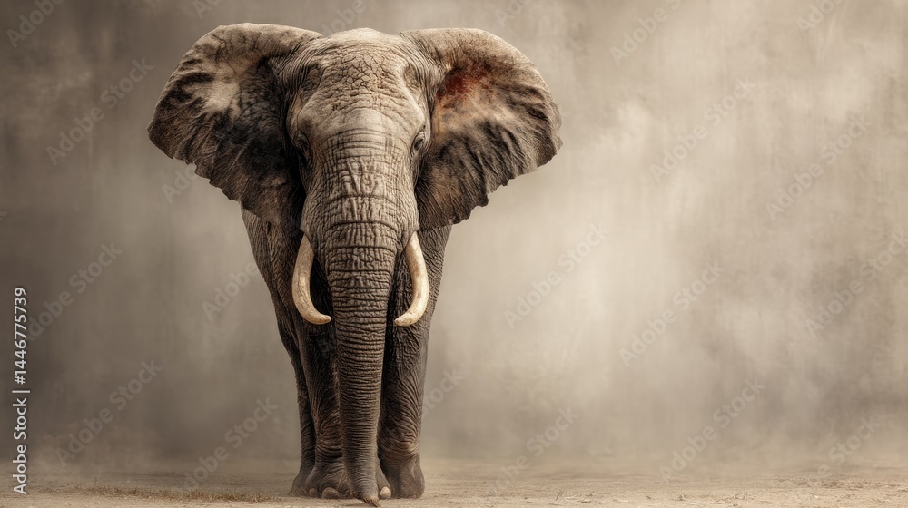 Fototapeta premium Elephant standing still with clean backdrop