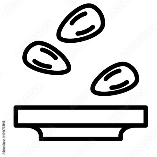 Salted Almonds Vector Line Icon Design