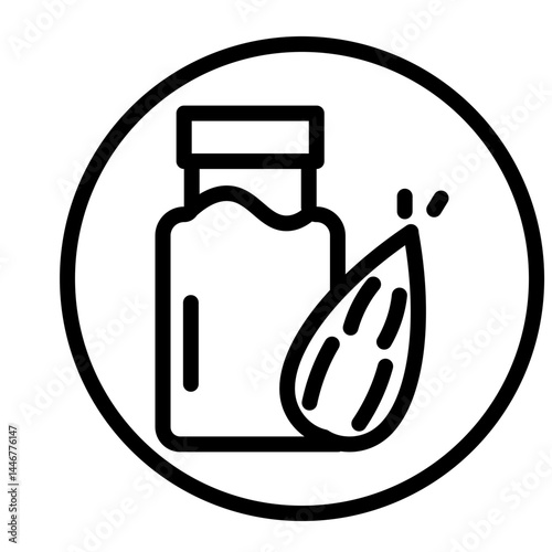 DairyFree Almond Product Vector Line Icon Design