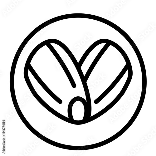 HeartShaped Almond Design Vector Line Icon Design