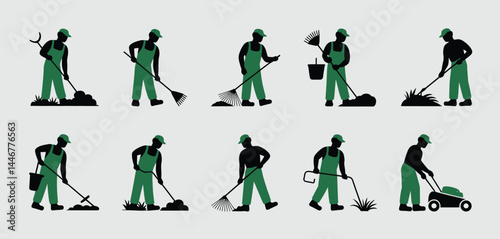 Gardening Services Eight Diverse Lawn Care Illustrations