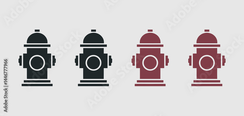 Collection of Fire Hydrant Icons in Black and Red