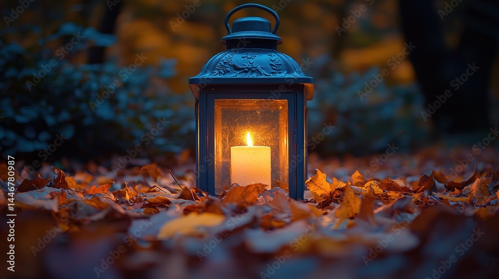 Autumn evening lantern, warm glow Autumn evening lantern, warm glow
