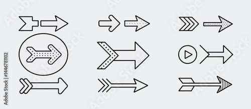 Collection of Nine Unique Arrow Icons for Design