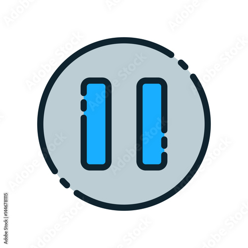 Design Illustration graphic of pause button icon with colored outline style. Suitable for UI, mobile design, web design, etc.