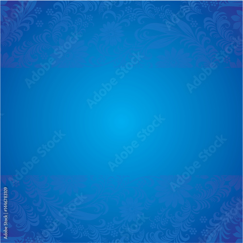 Ornamental Blue Background with Subtle Floral Design and Gradient Effect