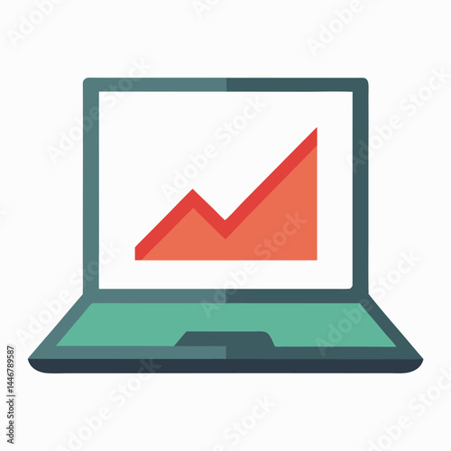 Laptop with Graph icon on white background
