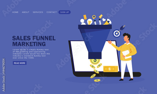 Sales funnel and lead generation, Marketing strategy concept
