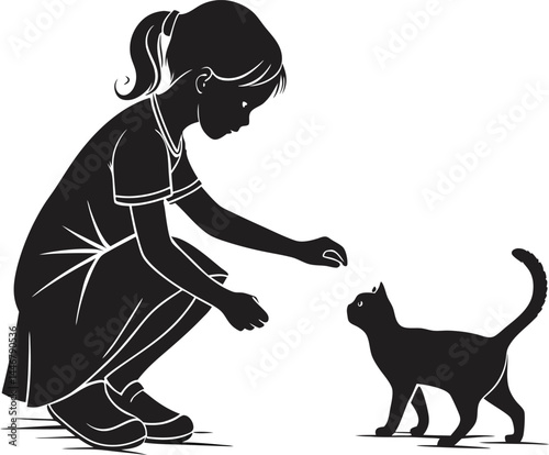 A black silhouette illustration shows a woman with her pet dog walking, an animal outline