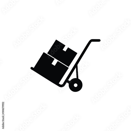 Hand Truck with Boxes Silhouette Icon