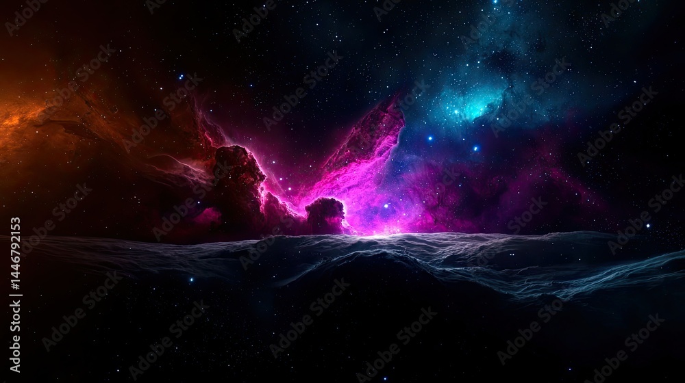 Fototapeta premium Vibrant cosmic nebulae with celestial formations.