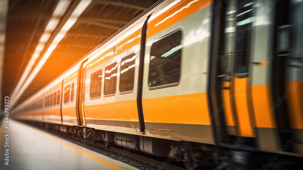 Fototapeta premium Train Departing Station