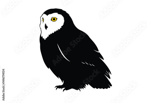 Snowy owl silhouette. This image shows a snowy owl silhouette, also known as a white owl or Arctic owl. Vector clipart illustration design.