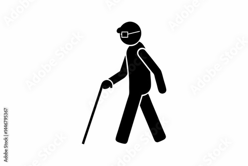 Blind Man Walking icon silhouette vector illustration