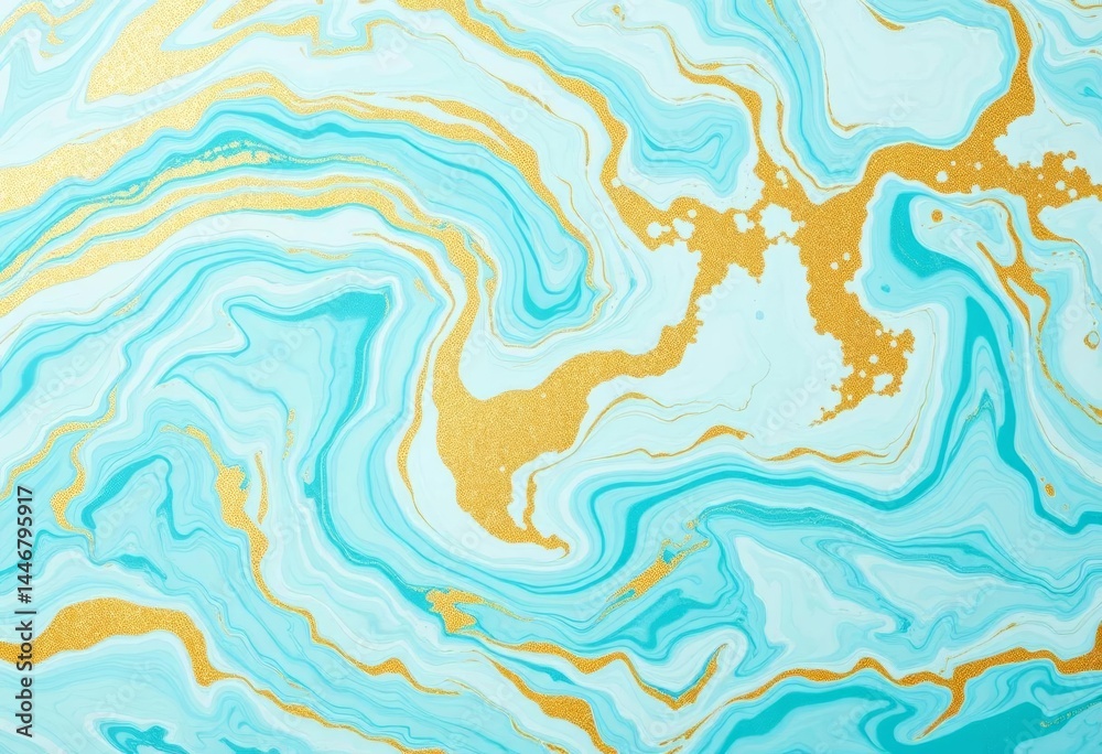 Swirling turquoise, white, and gold marble texture; elegant invitation backdrop, modern, shiny Swirling turquoise, white, and gold marble texture; elegant invitation backdrop, modern, shiny