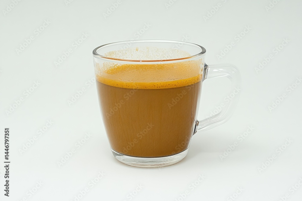 Warm drink in clear mug