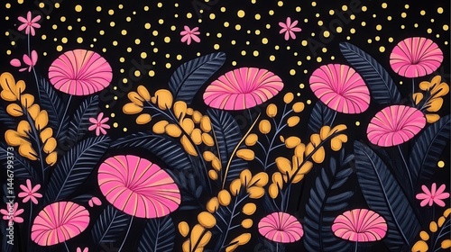 Wallpaper Mural Stylized floral tapestry with intricate textures and vibrant hues reminiscent of botanical gardens and artisan-crafted textiles, seamless pattern Torontodigital.ca