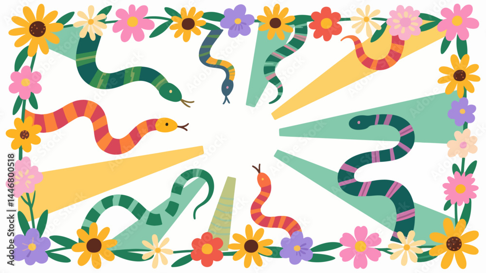coreopsis tinctoria pattern, flower vector pattern surrounds the border. coreopsis tinctoria pattern, flower vector pattern surrounds the border.