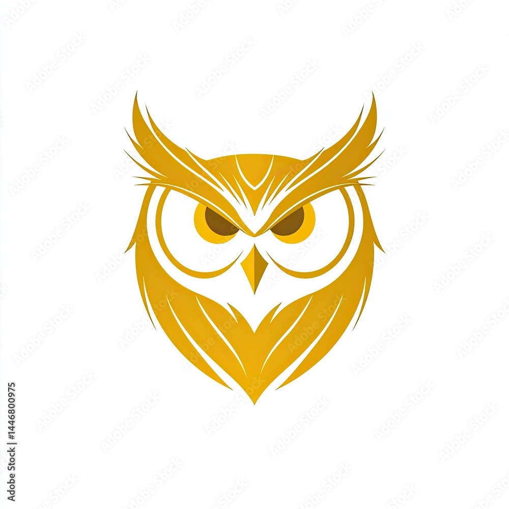 Fototapeta premium Golden Stylized Owl Head Illustration