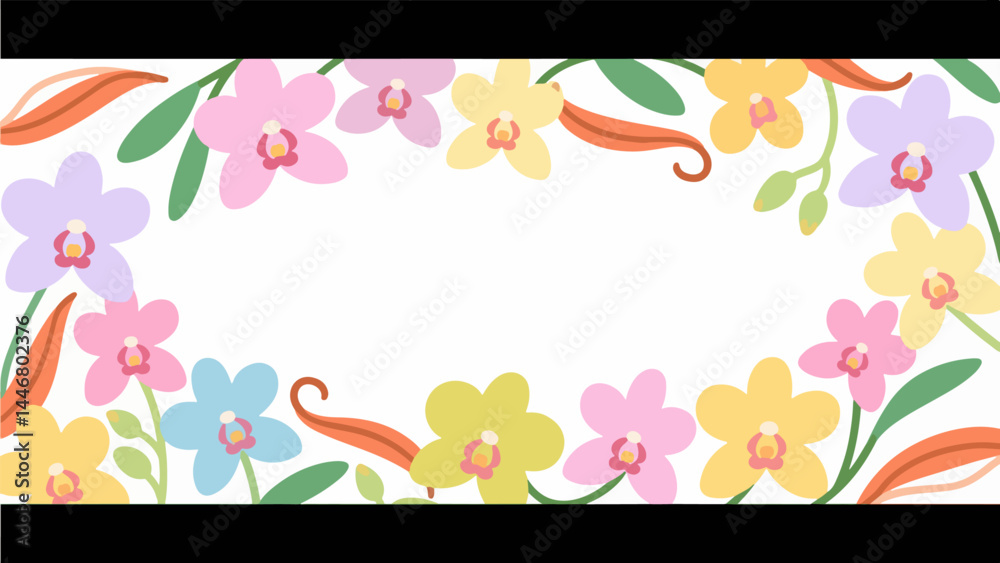 Fototapeta premium vanilla pattern, flower vector pattern surrounds the border.
