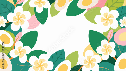 frangipani pattern, flower vector pattern surrounds the border.