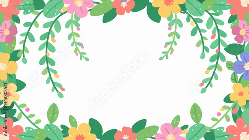 Green Jade Vine pattern, flower vector pattern surrounds the border.