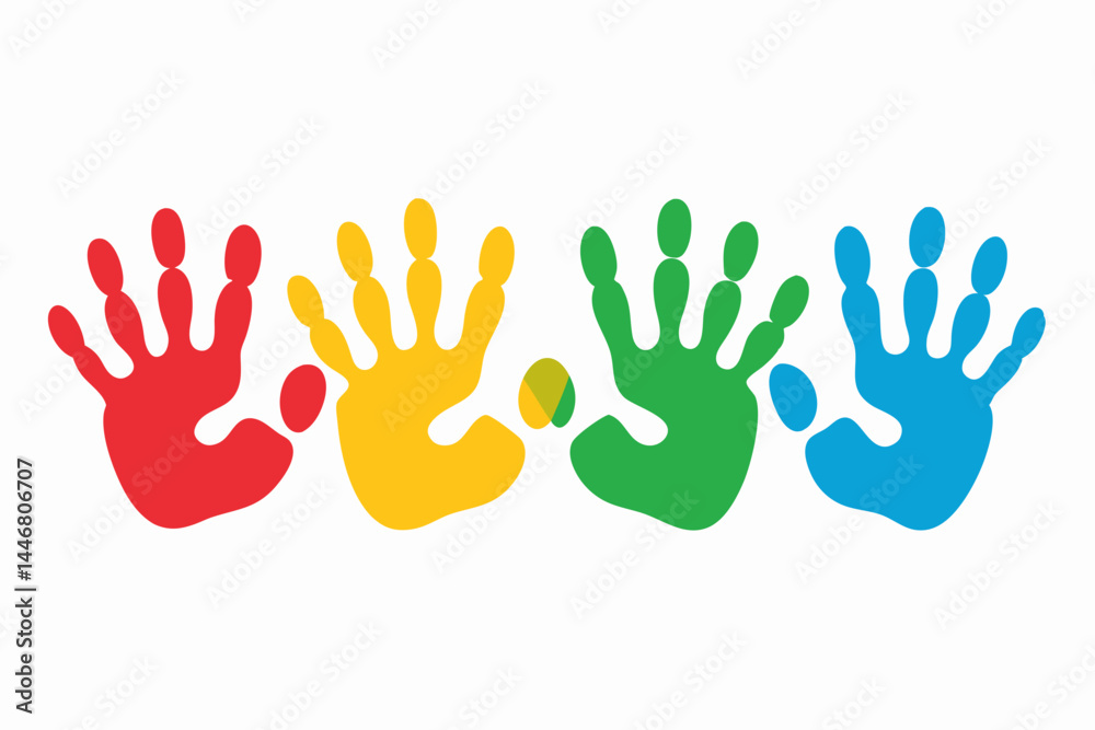 Fototapeta premium set of Human handprint silhouette vector illustration