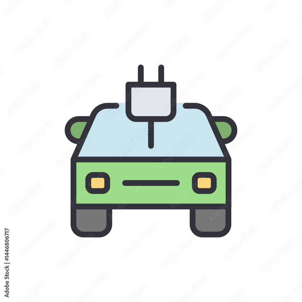 Fototapeta premium Electric car colored icons, minimalist vector illustration ,simple transparent graphic element .Isolated on white background