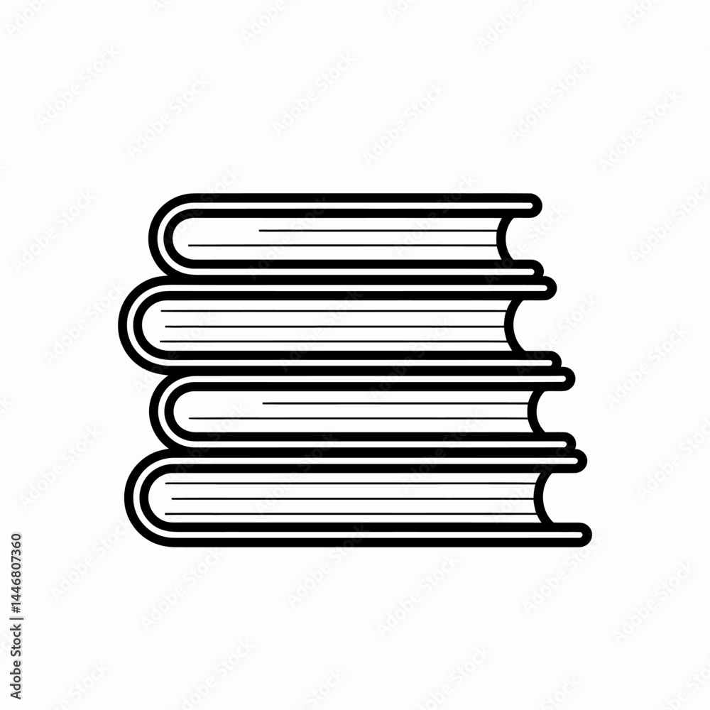 Stack of Books Icon: Simple Black Line Art for Education, Library, and Reading Designs Stack of Books Icon: Simple Black Line Art for Education, Library, and Reading Designs