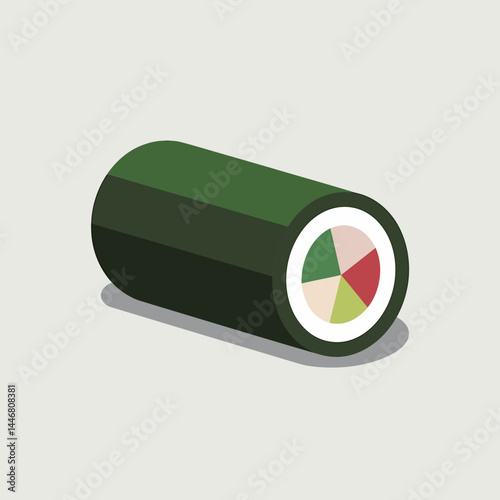 Isometric Maki Sushi Roll: Vector Graphic Illustration for Food Blogs, Menus, and Culinary Designs