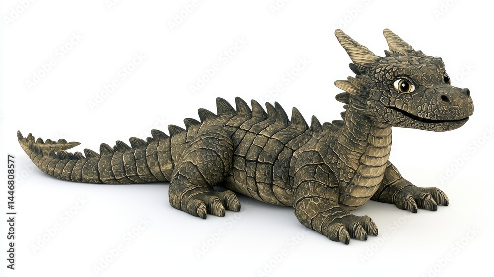 Adorable Baby Dragon 3D Render on White Background Adorable Baby Dragon 3D Render on White Background