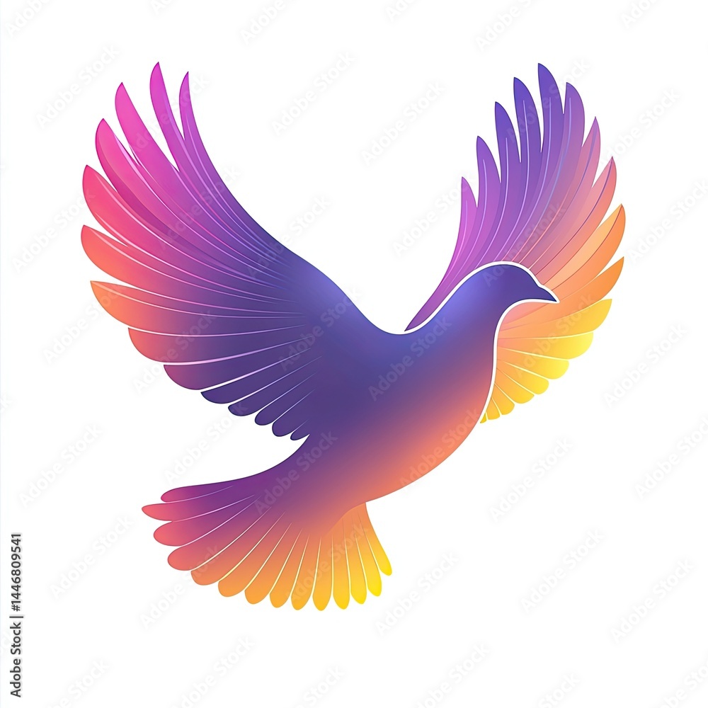 Obraz premium Colorful Dove in Flight: Gradient Wings and Abstract Design