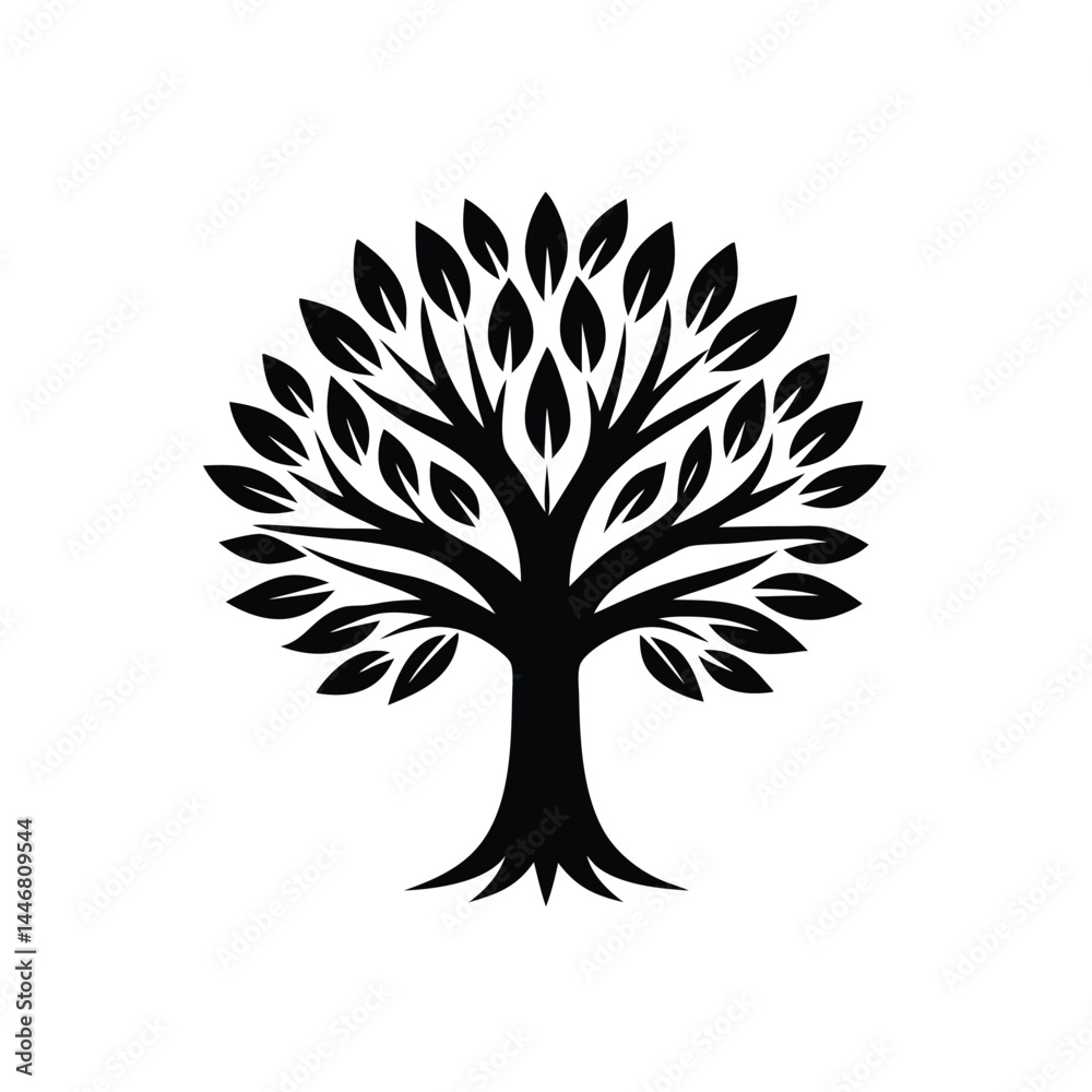 Naklejka premium Minimalistic-logo-tree. 