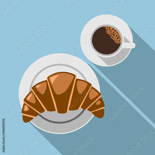 Flat Lay Croissant & Coffee: Breakfast, Bakery, Cafe Menu Design