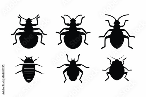 set of Bedbug icon silhouette vector illustration