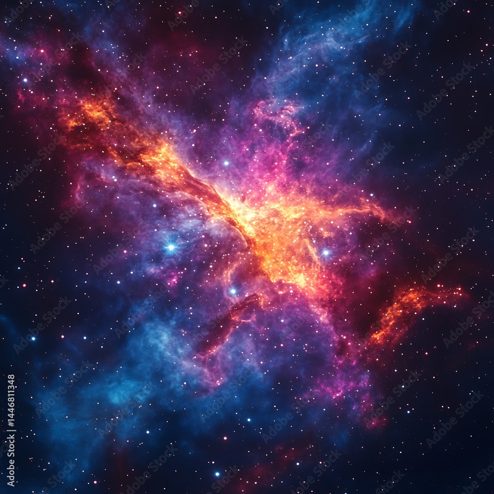 Fototapeta premium Cosmic nebula, vibrant colors, stellar birth